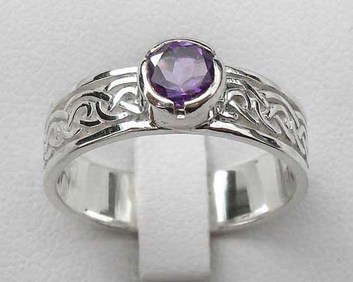 Amethyst silver Celtic ring