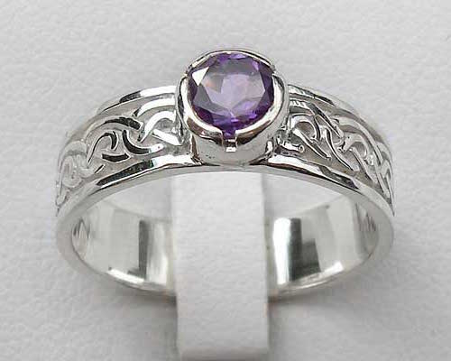 Amethyst Silver Celtic Engagement Ring LOVE2HAVE UK