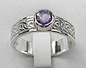 Amethyst silver Celtic ring