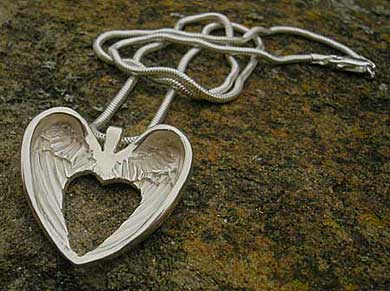 Angel wings heart necklace