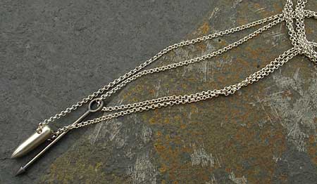 arrow bullet mens silver designer neckace