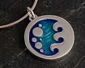 Artistic ocean wave enamel silver necklace