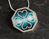 Artistic shaded blue handmade silver necklace