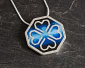 Artistic shaded dark blue handmade silver necklace