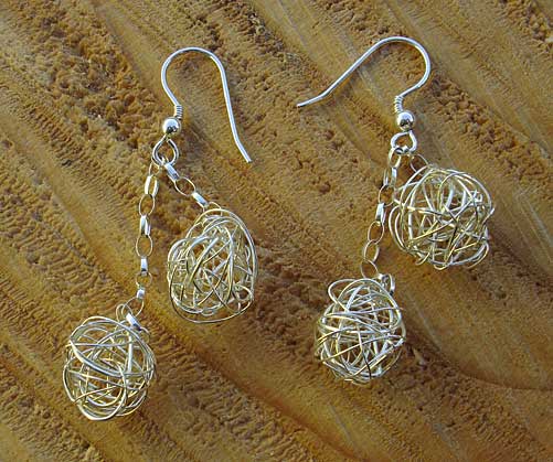 ball wrap silver earrings