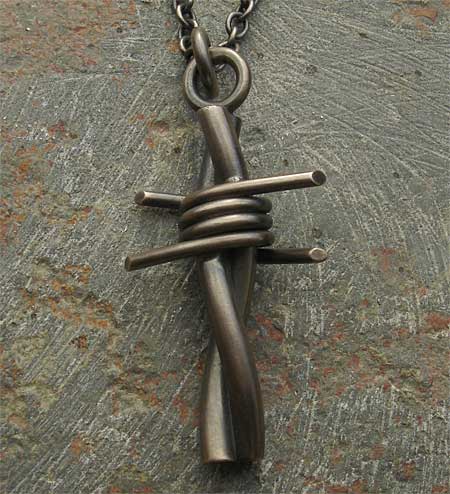 barb wire oxidised silver necklace