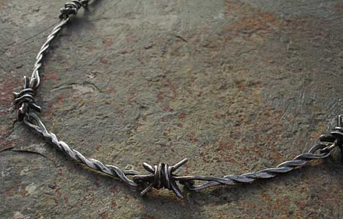 Barbed wire silver bracelet