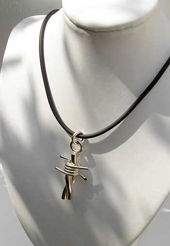 barbed wire silver pendant
