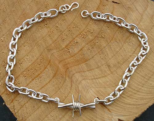 barbed wire sterling silver necklace