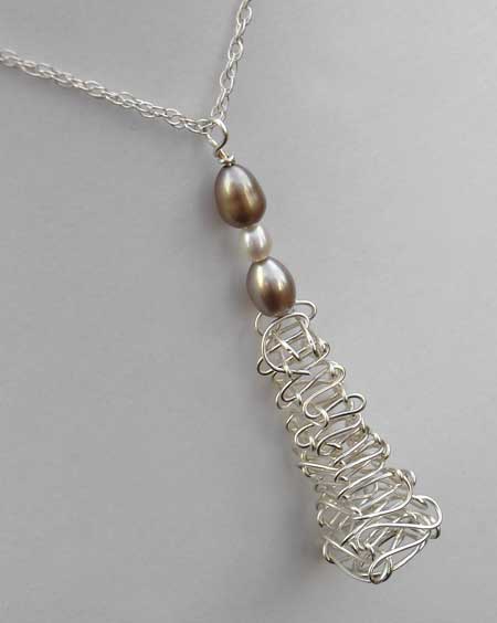 beaded silver wire necklace