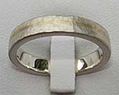 Beaten silver and 9ct gold wedding ring