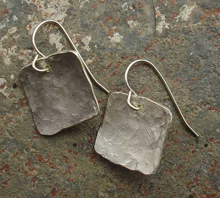 Beaten silver hook earrings