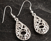 Beautiful handmade silver filigree hook earrings