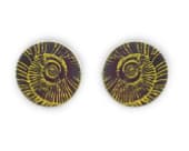 Ammonite titanium stud earrings featuring the iconic spiral fossil design