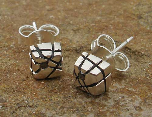 black diamond silver earrings