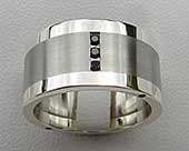 Black diamond wedding ring in steel