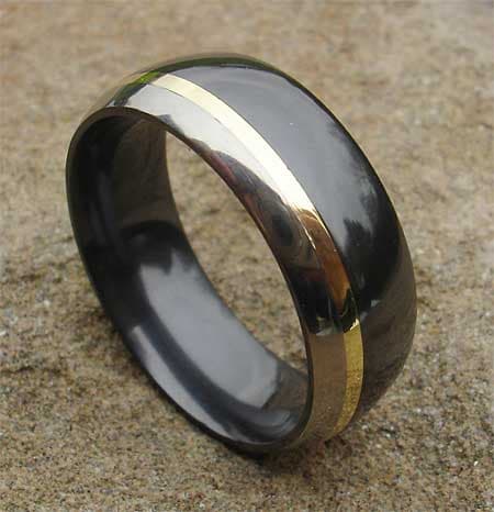 black gold and silver wedding ring