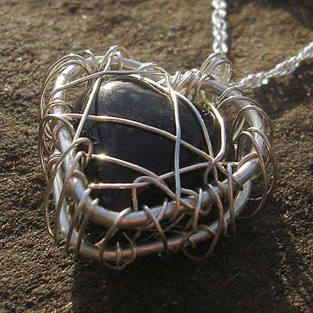 Black heart silver necklace for women