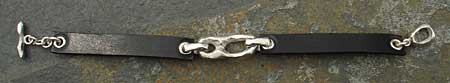 black leather and hammered silver bracelet
