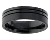 Black mens grooved designer ring