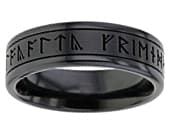 Black personalised runic ring