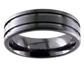 Black recessed mens designer ring