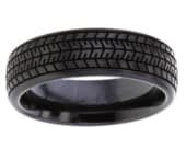 Black tyre tread designer ring