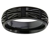 Black union jack designer ring