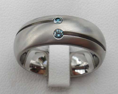 Mens white gold blue diamond wedding band sales