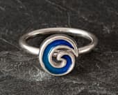Blue enamel modern silver fashion ring