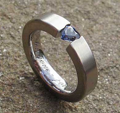 Blue heart sapphire engagement ring