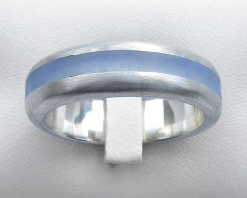 blue inlay silver ring