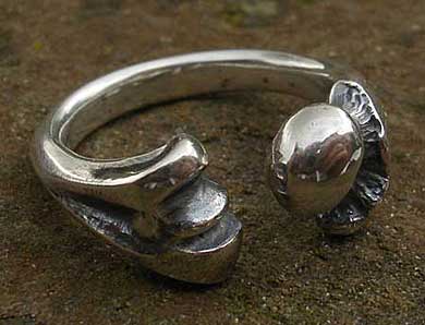 Bone shaped silver ring