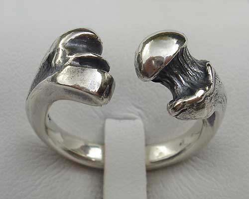 Bone silver ring