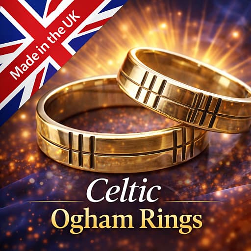 British made Ogham rings and a made in the UK British Union Jack