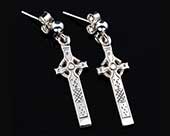 Celtic cross silver earrings