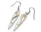 Celtic gold and silver drop earrings
