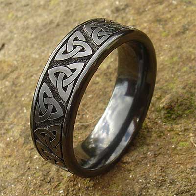 Size T Black Celtic Designer Ring