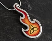 Celtic triquetra fiery flame silver necklace