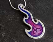 Celtic triquetra rising flame silver necklace