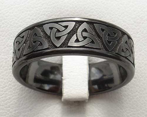 Size T Black Celtic Designer Ring