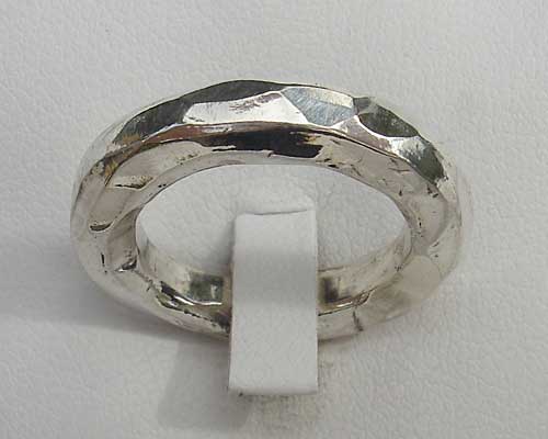 Chunky hammered sterling silver ring