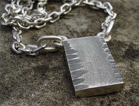 chunky oxidised silver pendant for men