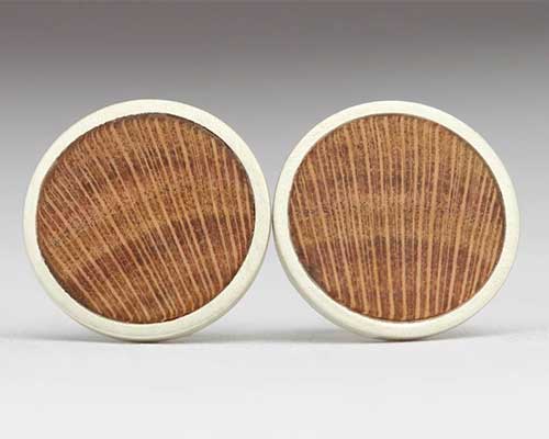Wood and sterling silver earrings