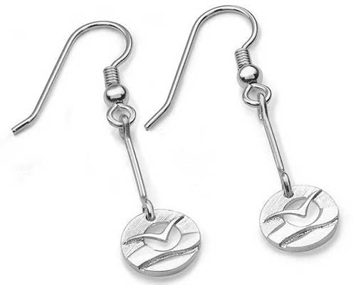 Silver drop earrings with seabirds