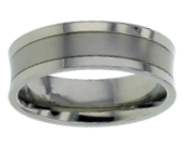 Concave twin finish titanium wedding ring
