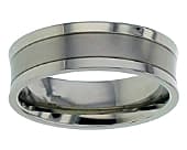 Concave twin finish titanium wedding ring