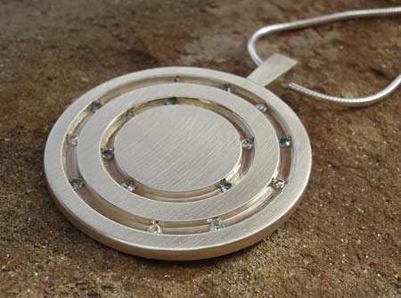 concentic circles sterling silver necklace