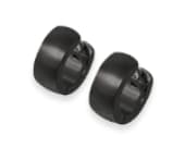 Contemporary D-shaped cuff titanium hoop earrings in black titanium