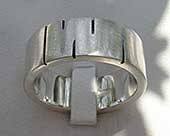 Contemporary etched silver wedding ring